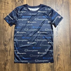 Champion Kids' Dri-Fit Navy Logo Print Tee